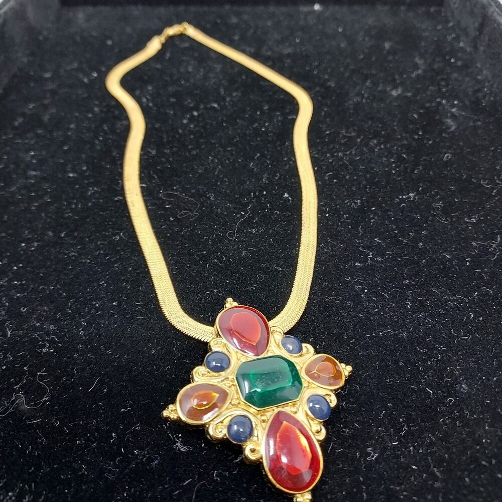 Vintage Jay Strongwater Maltese Cross Pendant Scarf Clip Mogul Gold Tone Signed